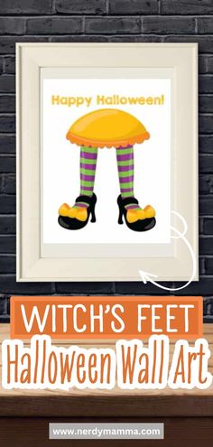 a halloween poster with the words witch's feet on it and an image of a clown