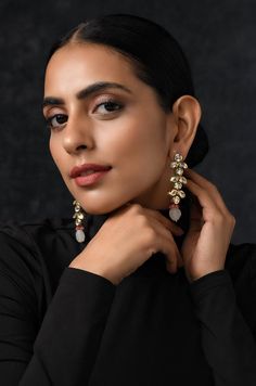 This beautifully handcrafted earrings is set in silver and copper alloy and plated with 22k gold. Elegant and modern, this kundan earrings will complete your lavish ensemble in grandeur.Earrings Size - 6.5 cm.....DETAILS......-100% top Quality-22K gold plated silver copper alloy.-Handcrafted in our all girls workshop in Paisley Pop Studio, Jammu and Kashmir.....STYLE TIP.....You can wear these beautiful earrings with a white or multicolored attire. We recommend you to wear this with white or mul Earrings Kundan, Chiffon Sarees, Rakhi Design, Bun Styles, Kundan Earrings, Jammu And Kashmir, Kundan Necklaces, Hair Bun, Wedding Jewelry Earrings