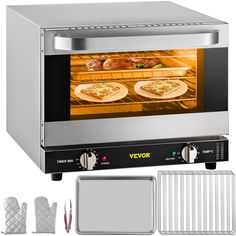 PRICES MAY VARY. 19Qt/21L Spacious Interior: Despite its compact structure, our commercial convection oven features a 19 Qt (21 L) inner capacity, perfectly sized to cook a small batch of delicious foods. The dimensions of the 3-tier interior reach 14.2"x13.0"x8.7" (36x33x22 cm), ideally meeting the needs of a family of three. All-Round Hot Air Circulation: Compared with deep-frying, baking with less oil & fat can help you cultivate a healthier eating habit. Aided by the 1440W power and efficien Tabletop Oven Kitchen, Ez Bake Oven, Front Glass Door, Breakfast Station, Countertop Convection Oven, Food Types, Countertop Oven, Oven Canning, Wire Racks