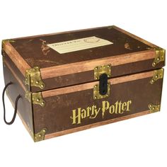 an old wooden box with harry potter written on it