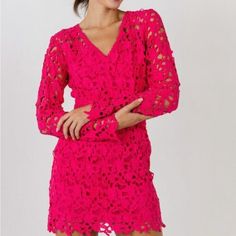 Nwt Brand New W Tags - Endless Rose Women’s Size Sm All Over Lace Dress ; Fuchsia /Pink Color Rose Dresses, Rose Dress, Fuchsia Pink, Walker Boots, Fit N Flare Dress, Rain And Snow Boots, Rose Pink, Fit & Flare, Flare Dress