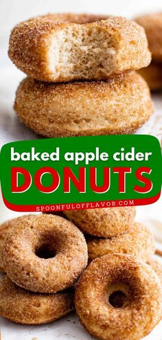 These Baked Apple Cider Donuts are homemade donuts made with fresh apple cider and ready in less than 20 minutes! Add this recipe to your holiday brunch menu ideas or Christmas morning food ideas! Best Apple Cider Donuts Recipe, Morning Food Ideas, Apple Cider Baked Donut Recipes, Easy Apple Cider Donuts Recipe, Baked Cider Donuts Recipe, Easy Baked Apple Cider Donuts Recipe, Apple Cider Desserts, Apple Cider Doughnut Recipe, Brunch Menu Ideas