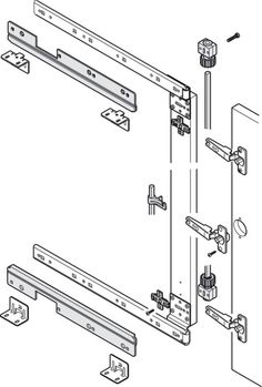 an assembly diagram for the door handle and latch on a sliding glass door, with two handles