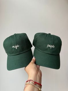 Because all our dads have a cap they need to replace, right? Why not get them one that they will love. Khaki/ Forest Green Thread Hunter Green/ Ivory Thread Navy/ Ivory Thread Adjustable back Embroidered with love by JZD in Brownsville,TX Latina Empowerment, Green Thread, Snapchat Icon, Cap Ideas, Green Cap, Dad Cap, Bag Icon, Dad Caps, Loungewear Sets