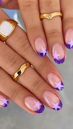 Nails Rings, Teen Nails, Purple Cute, Fake Nails Designs, Spring Acrylic Nails, Ombre Acrylic Nails, Simple Gel Nails