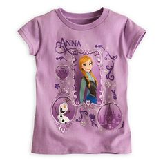 Warm hearted She'll weather her adventures with confidence in the cool comfort of this soft heathered knit tee featuring Anna, Olaf, and glittering Frozen filigree. Magic in the details... Anna and Olaf screen art Glitter accents Heathered jersey knit Ribbed crew neck The bare necessities 100% organic cotton certified under the USDA's National Organic Program Imported Disney Shirts For Kids, Anna And Olaf, Shirt Images, Anna Und Elsa, New Disney Movies, Crochet Applique Patterns Free, Screen Art, Disney Clothes, Purple Tee