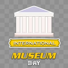 the international museum day logo is shown on a gray background with yellow and white lettering