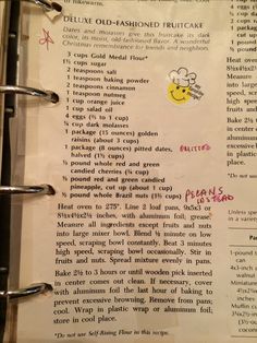 an old recipe book with some writing on the pages and other things to do in it