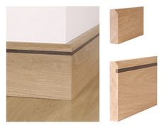 three pieces of wood are shown with the top and bottom section showing it's unfinished edges