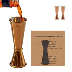 an image of a drink being poured into a cocktail shaker with instructions on the side