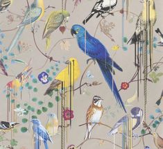 the cover of wallpapers magazine features colorful birds on branches and flowers in various colors