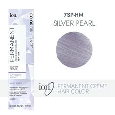 Ion 7SP-HM Silver Pearl Permanent Creme Hair Color by Color Brilliance | Permanent Hair Color | Sally Beauty Ion Silver Pearl Hair Color, Silver Lavender Hair, Hair Color Silver, Ion Color Brilliance, Hair Color Brands, Bright Hair Colors, Silver Hair Color, Semi Permanent Hair Color, How To Lighten Hair