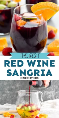 the best red wine sangria recipe is made with fresh fruit and served in glasses