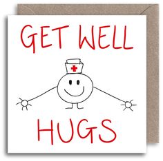 a card with the words get well hugs on it