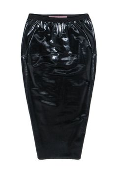 Current Boutique-Rick Owens - Black Patent Leather Midi Skirt Sz 4 Elegant Shiny Fitted Skirt, Elegant Fitted Shiny Skirt, Sleek Shiny Bottoms For Party, Sleek Club Pencil Skirt, Fitted Shiny Skirt For Evening, Modern Pencil Skirt For Party, Elegant Shiny Skirt For Night Out, Elegant Shiny Bottoms For Evening, Sleek Pencil Skirt For Night Out