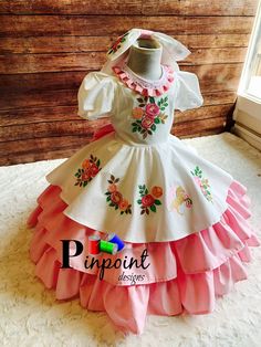 This beautiful dress resembles the escaramuza girls from Mexico. It is also calle charro dress. Is it beautiful, the detail on it is a work of art. All the embroidery is specially designed. I choose this colors because that how the customer wanted, but keep in mind it is made by order. That meant I can customize it however you want. Any color you choose I'll be happy to make it perfect for you. The dress is one piece but I also include a tulle underskirt to make it full but confortable I case th Mexican Theme Dresses, Escaramuza Dresses, Charro Dress, Vestido Charro, Tulle Underskirt, Custom Barbie, Mexican Dress, Barbie Party, Girl Toddler