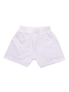 White fleece shorts with elastic waistband, welt pockets, writing with applied rhinestones.Composition: 95% COTTON 5% ELASTANE White Stretch Bottoms With Logo Waistband, White Short Bottoms With Ribbed Waistband, White Bottoms With Ribbed Waistband And Short Shape, White Shorts With Ribbed Waistband, White Fleece, Kenzo Kids, Gold Shoes, Velvet Color, Fleece Shorts