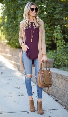 Teenage Outfits, Stylish Fall Outfits, Outfit Jeans, Cardigan Outfits, Cardigan Fashion, Outfits Women, Casual Fall Outfits, Mode Inspiration, Work Outfits