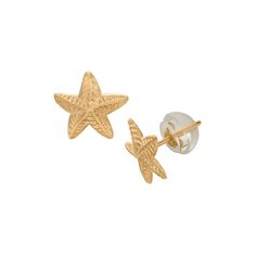 Tiara Kid's Starfish Stud Earrings in 14K Yellow Gold, Girl's Yellow Gold Starfish Earrings For Gift, Gold Starfish Earrings Nickel Free, Gold Nickel-free Starfish Earrings, Nickel-free Gold Starfish Earrings, Starfish, Same Day Delivery, Tiara, Women's Fashion, Target