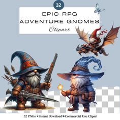 Embark on a grand adventure with this exclusive set of Gnome RPG clipart! Inspired by the immersive world of fantasy role-playing games like Wow, this collection brings the charm and courage of gnome characters to life in a series of vibrant and detailed illustrations. Set Includes: Gnome Warriors: Armed with mighty axes and shields, these fierce fighters are ready for battle, clad in intricate armor and battle-worn gear. Gnome Mages: Wield powerful magic with spell-casting gnomes, complete with Intricate Armor, Powerful Magic, Adventure Rpg, Spell Casting, Darkest Dungeon, Fantasy Role Playing, Healing Light, World Of Fantasy, Ancient Symbols