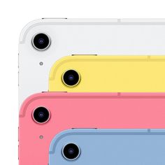 the back and side of an iphone with two cameras on it, all in different colors