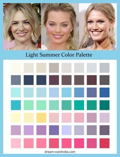 Light Summer Colors, Light Summer Style, Summer Color Analysis, Light Summer Palette, Color Analysis Summer, Light Spring Color Palette, Cool Summer Palette, Light Summer Color Palette, Summer Colour Palette