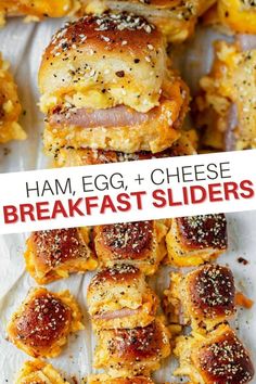 ham egg and cheese breakfast sliders with text overlay