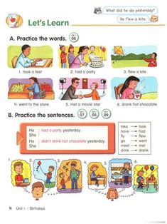 a poster with words and pictures on it that say, let's learn practice the word