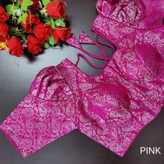 Katan Banarasi Silk Blouse Ready to Wear Blouse Choli Crop top for Saree Lehenga Banarsi Blouse, Pink Blouse Work, Basic Blouse Designs, Brocade Blouse Designs, Lace Blouse Design, Cotton Blouse Design, Latest Blouse Designs Pattern, Traditional Blouse Designs, Latest Model Blouse Designs