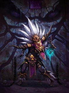 Witch Doctor Male Witch, Witch Doctor, Monster Illustration, Video Game Art, Fantasy Artwork, Dark Art