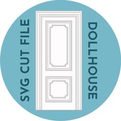 the logo for svg cuttle's dollhouse, with an image of two doors