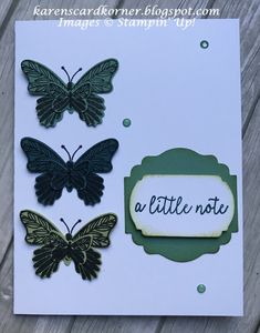 a close up of a card with some butterflies on it and the words little note