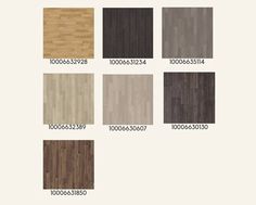 the different types of wood flooring in various colors and sizes, including brown, white,