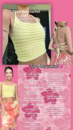 the back of a woman's crop top with crochet