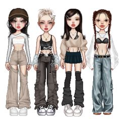 Everskies Group Outfits, Bratz Outfits Inspiration, Kpop Group Outfits, Dance Performance Outfits, Bratz Outfits