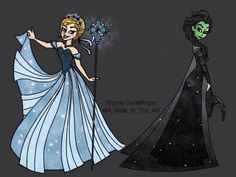 an image of two women dressed as snow queen and maleficent from disney's frozen princesses