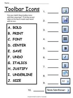 a worksheet with the text toolbar icons and numbers in each section,