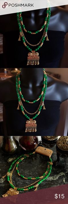 New with tag handmade necklace New with tag handmade necklace Jewelry Necklaces Pagadam Jewellery Necklace, Hydrabadi Necklace, Poosalu Necklace, Nizami Necklace, Handmade Necklace, Green Gold, Necklace Jewelry, Handmade Necklaces, Green And Gold