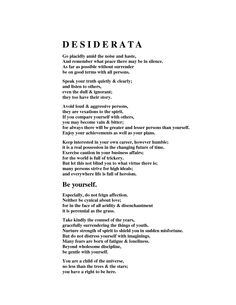 the poem desiderata is written in black and white