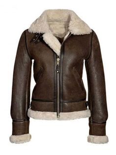 Women's Stylish Brown Leather Shearling Jacket | Handmade Real Leather Fur Winter Jacket introducing the epitome of winter elegance and cozy sophistication - the Women's Stylish Brown Leather Shearling Jacket. Handcrafted with precision and care, this jacket blends the allure of genuine leather with the luxurious warmth of shearling fur, redefining fashion in colder seasons. Crafted from premium-quality real leather, this jacket features a rich brown hue that exudes timeless charm and sophistication. The meticulous handmade construction ensures durability and a tailored design that effortlessly complements various styles. Lined with sumptuous shearling fur, this winter jacket not only promises exceptional insulation but also offers a velvety softness against the skin. Its insulating proper Aviator Leather Jacket, Shearling Jacket Women, Women Products, Aviators Women, Womens Jackets, Aviator Jackets, Real Leather Jacket, Jacket Outfit, Genuine Leather Jackets