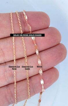 Solid 10K White Gold Rope Chain. This classic Rose Gold Gold Necklace is a must have in your jewelry collection. Makes an amazing gift for anyone. Layer perfectly with other necklaces. These are Solid Link Chain Made From Solid 10K Rose Gold Very Durable and will last a lifetime Details: * Material: 10K Rose Gold * Pattern and Width: - Rope 1.2mm - Cable 1.4mm - Mirror 2mm * Length: 16in, 18in 20in Arrives in a GIFT BOX and includes FREE SHIPPING within the USA. International Shipping Available Luxury Rose Gold Diamond Necklace With Cable Chain, 14k Rose Gold Jewelry Gift, Rope Mirror, Gold Rope Chains, Rose Gold Chain, Gold Necklace Women, Sell Gold, Rope Necklace, Gold Pattern