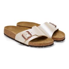 Catalina BS Birko-Flor Pearl White Color, White Birkenstock, White Birkenstocks, Georgia Boots, Men's Clarks, Mens Skechers, Cute Slippers, Women's Shoes Accessories, Athleisure Casual