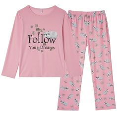 PRICES MAY VARY. Size Reference: Small=US 10(6-8 Yearts); Medium=US 12(US 8-11 Years); Large=US 14(US 11-13 Years); X-Large=US 16(US 13-15 Years); XX-Large=US 18(US 15-17 Years). Material: 65% Cotton And 35% Polyester. Style: This Cute 2PCS Pajama Sets includes long sleeves top and matching bottoms. Design: Crew necklines for easy on/off dressing; Split desige made the sleep sets more adorable. Washing: Machine wash or hand wash available. Cute Letter Print Sleepwear For Pajama Party, Long Sleeve Sleepwear With Letter Print For Sleepover, Cute Letter Print Sleepwear, Cute Sleepwear With Letter Print, Pink Letter Print Sets For Pajama Party, Pink Letter Print Sleepwear For Sleepovers, Spring Sleepover Sleepwear With Letter Print, Pink Sleepwear With Letter Print For Pajama Party, Pink Sleepwear With Letter Print For Sleepovers