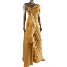 $7,000 J. Mendel Marigold Yellow Silk Chiffon Ruffle Runway Gown Dress 6 Gorgeous!! Most Beautiful Marigold Yellow Long Evening Silk Ruffle Gown Dress Size 6 M From Famous J. Mendel J. Mendel Give Us Pure Style And Elegance With This Stunning Silk Chiffon Ruffle Drape Maxi Gown Dress New Without Tag Condition/Look New Size Us 6 Please Go By Measurement: ***** 35-35" Bust 29" Waist 39" Hips 66" Length From Top Of Bust ***** Retail Est $7,000 Fabrication: Silk Origin: Usa Guaranteed To Be 100% Aut Yellow Silk Formal Gown, Yellow Silk Floor-length Evening Dress, Yellow Silk Gown For Party, Yellow Floor-length Gown For Banquets, Yellow Floor-length Gown For Banquet, Yellow Floor-length Gown For Gala, Yellow Floor-length Evening Dress For Gala, Yellow Silk Floor-length Gown, Yellow Floor-length Silk Gown