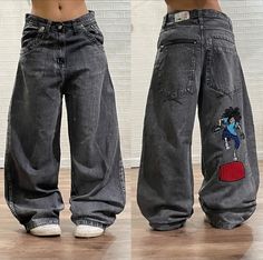 Baggy Jeans Street Style, Fashion Baggy Jeans, Fashion Baggy, Retro Pants, Grunge Streetwear, Denim Decor, Retro Jeans, Y2k Retro