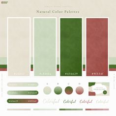 the color palettes are green, red, and beige for this design project in adobe