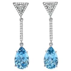 Aquamarine Morganite Earrings 6.88 Carat Kite Shapes For Sale at 1stDibs Class Jewelry, Pear Shapes, Chrome Tourmaline, Morganite Earrings, Triangle Diamond, Demantoid Garnet, Platinum Earrings, Imperial Topaz, Padparadscha Sapphire