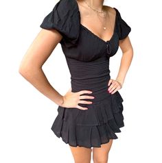 Black Preppy, Smocked Mini Dress, Mini Black Dress, Cali, Wardrobe Essentials