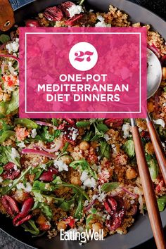 one pot mediterranean diet dinners on a plate with chopsticks