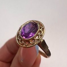 Purple Ruby Ring For Formal Occasions, Elegant Purple Ruby Ring Round Cut, Elegant Purple Ruby Ring Round Shape, Formal Purple Ruby Ring, Formal 14k Gold Amethyst Ring, Formal Purple Oval Ruby Ring, Elegant Purple Ruby Ring, Formal Purple Ruby Ring With Center Stone, Wedding Oval Amethyst Ring In 14k Gold